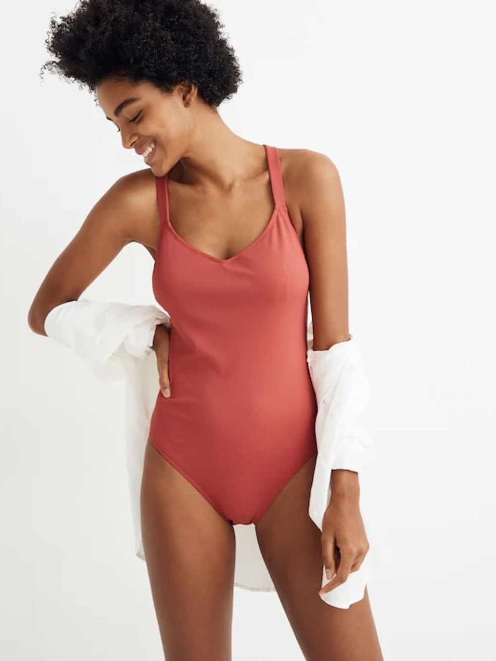 Madewell Second Wave Ribbed
Crisscross One-Piece Swimsuit
New Copper